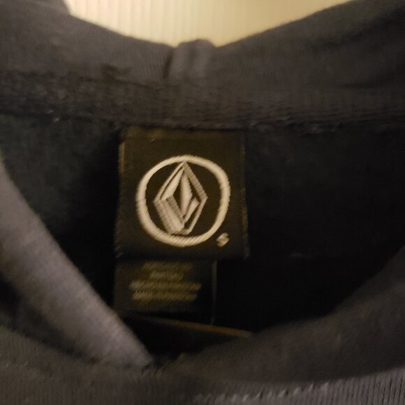 Volcom Stone Men's Navy Blue Hoodie White Waves Small Hooded Sweatshirt NWT - Picture 4 of 6